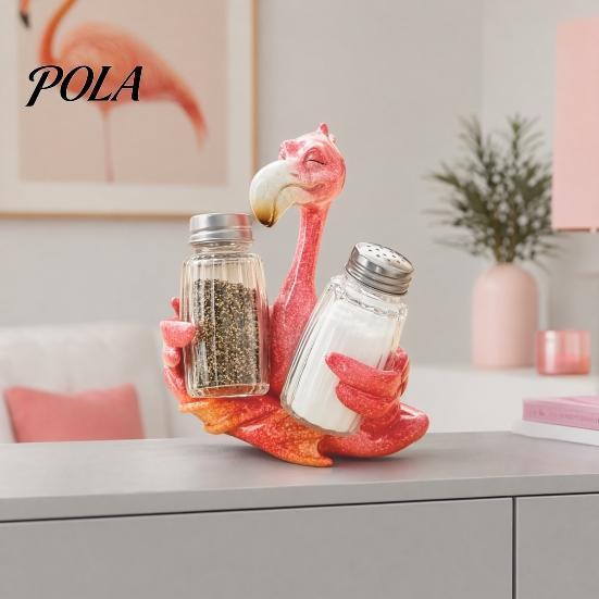 Storage Rack Creative Animal Condiment Holder, Resin Kitchen Organizer for 2 Spice Cartoon Style Jars, Cute Flamingo Pelican Dolphin Octopus