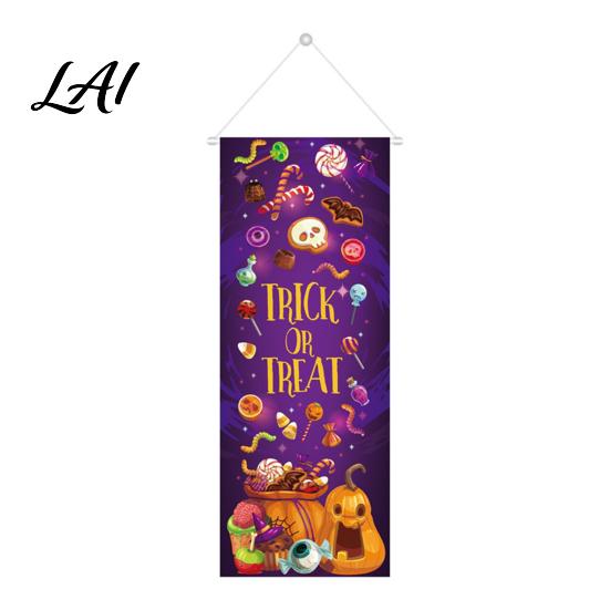 Witch Theme Wall Decor Halloween Flag Banner Backdrop Spooky Pumpkin Ghost Hanging Decorative Photo Booth Backgrounds Background Decoration