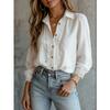 Lace Patchwork Vintage Collar V Neck Long Sleeve Button Shirt
