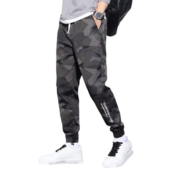 

Чоловічі спортивні штани Ice Silk Drawstring Еластичний пояс Кишені з пов язками на щиколотках Камуфляжний принт Плюс розмір Гладкі вільні повсякденні штани для бігу Ninth XL темно-сірий