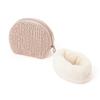 Francfranc Shiny Foil Pouch, Small, Pink, with Detachable Fur Handle, Makeup PouchMini Pouch