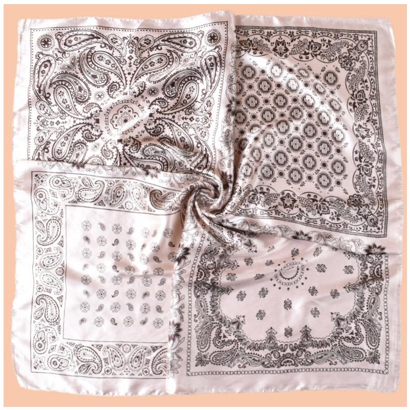High Quality Skinny Square Scarf Women Chain Print Foulard Neckerchief Lady Soft Satin Hairband Head Hijab Bag Ribbon Gift 90cm