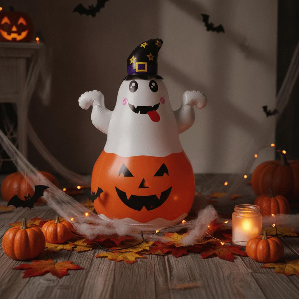 PVC Material Inflatable Pumpkin LED Light Inflatable Witch Hat Holiday Decoration