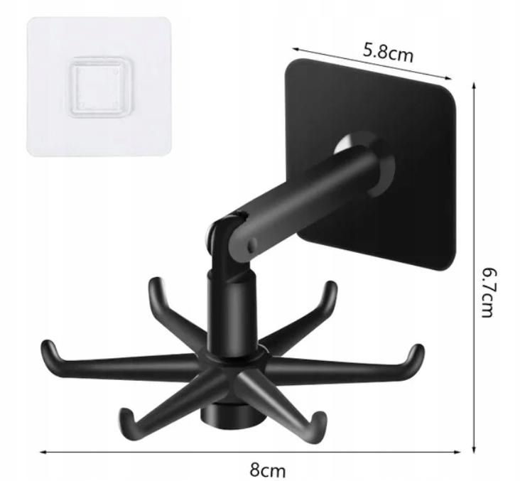 Self-adhesive Hanger With Hooks, 360° Swivel Hook, Kitchen Organizer