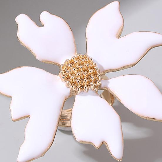 Finger Ring Exaggerated Enamel Big Flower Design Finger Band Birthdays Anniversaries Weddings Engagements