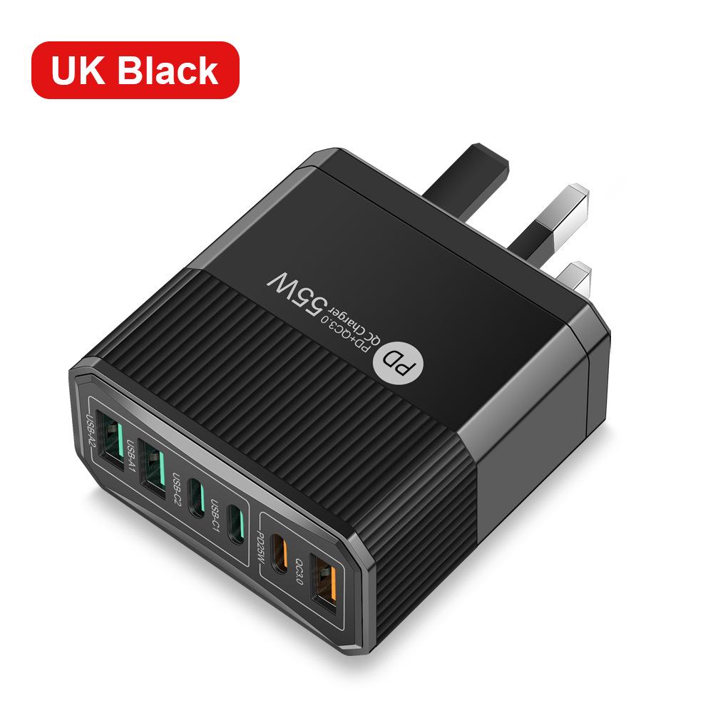 PD55W Multi-Port Fast Charger with QC3.0 for EU, US, UK Standards