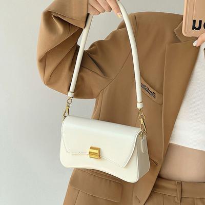 New Black Crossbody Bags for Women Simple PU Leather Shoulder Bags Casual White Flap Small Handbags Luxury Underarm Bags