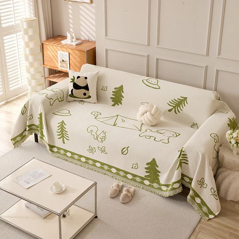 Modern And Simple Cartoon Chenille Sofa Cover Four Season Universal Anti Slip And Dustproof Leather For Living Room Sofa Cover