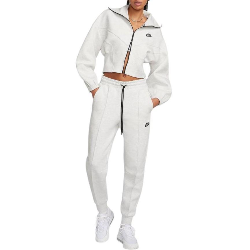 Nike Odzież sportowa Tech Fleece Jednolity kolor Luźny krój Krótka kurtka Damskie kurtki Jasnoszary FN2524-013