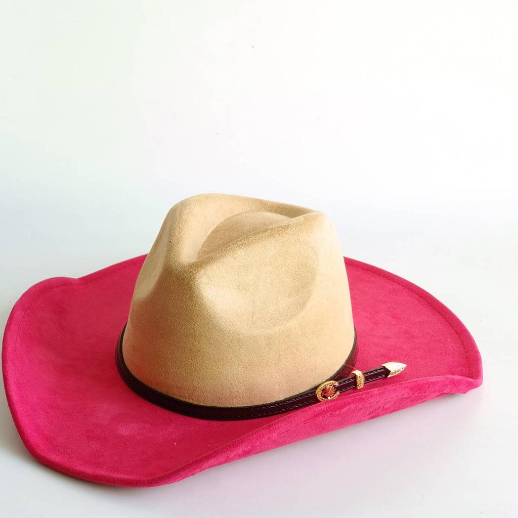 Western Cowboy Style Suede Patchwork Wide-brimmed Hat Parties Riding and Mexican-style Panama Hats Chapéu