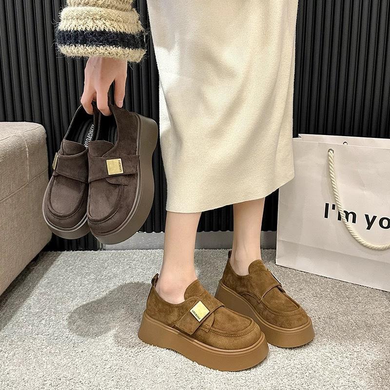 Fashion Thick-soled Matte Soft Leather Small Leather Shoes Spring and Summer 2025 New British Hong Kong Style Loafers Versatile Single Shoes