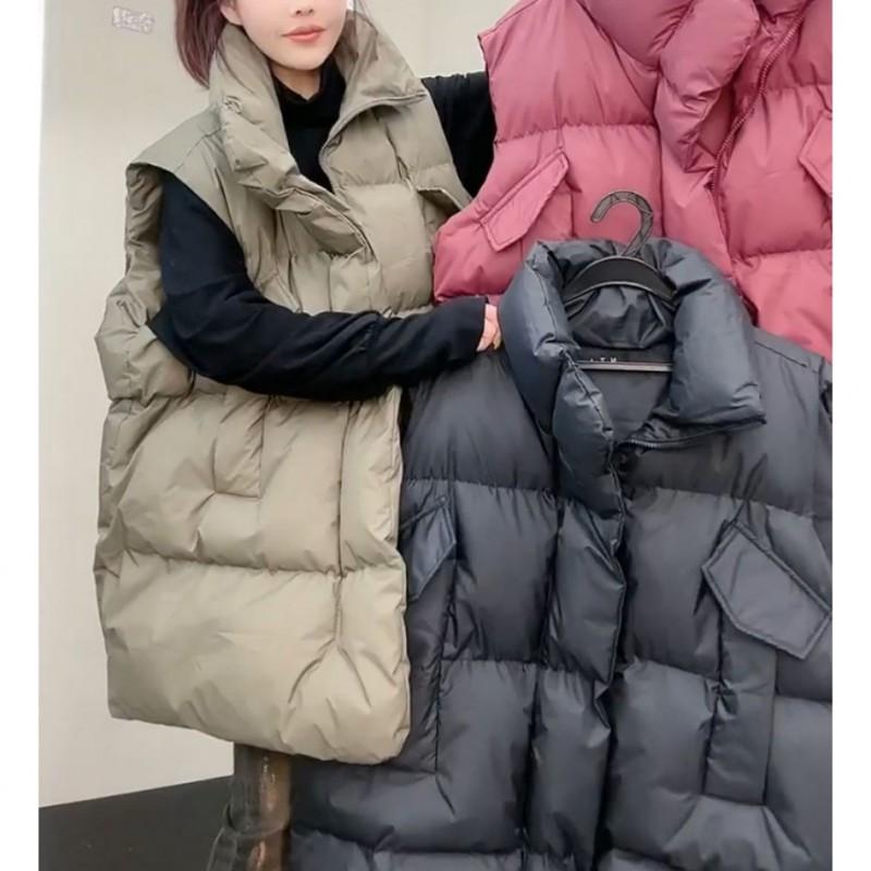 Womens Longline Cotton Vest 2026 Fall Winter Loose Casual Sleeveless Jacket