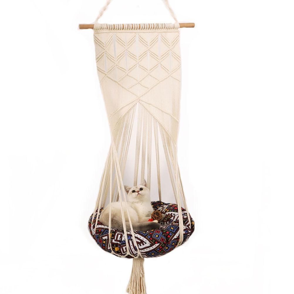 Macrame Cat Hammock Hanging Woven Cat Bed Macrame Wall Decoration