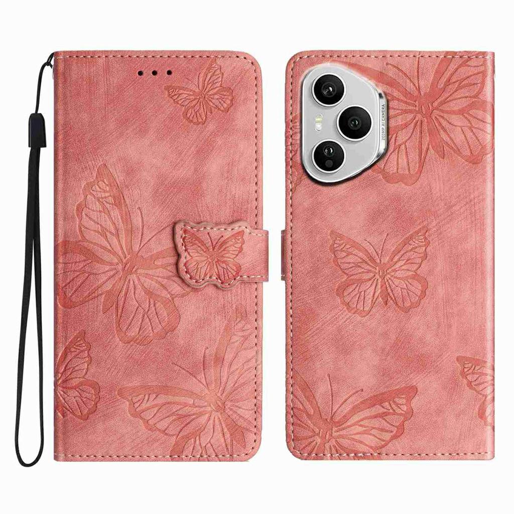 For Honor 400 Pro 5G (Global) Case Butterfly Design Flip Wallet Leather Phone Cover Skin-Touch
