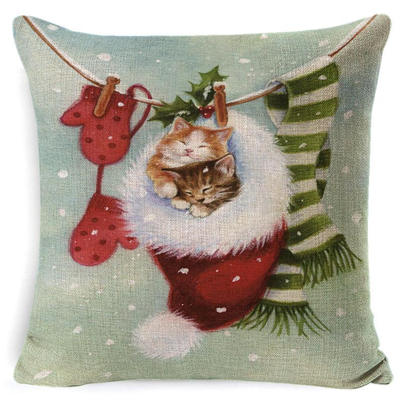 Printed Linen Pillow Cover Decoration Home Cartoon Animal Sofa Cushion Cover Cartoon Animal Print