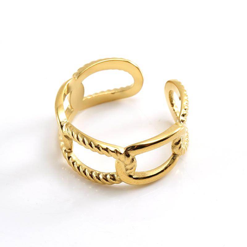 18k Gold Titanium Steel Adjustable Women's Ring - European & American Fashion, Cold Style.