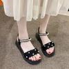 Outdoor Pearl Platform Women's Sandals On Sale Original Chic and Elegant Footwear 2025 Luxury Anti Slip Hot Korea Ladies Shoes