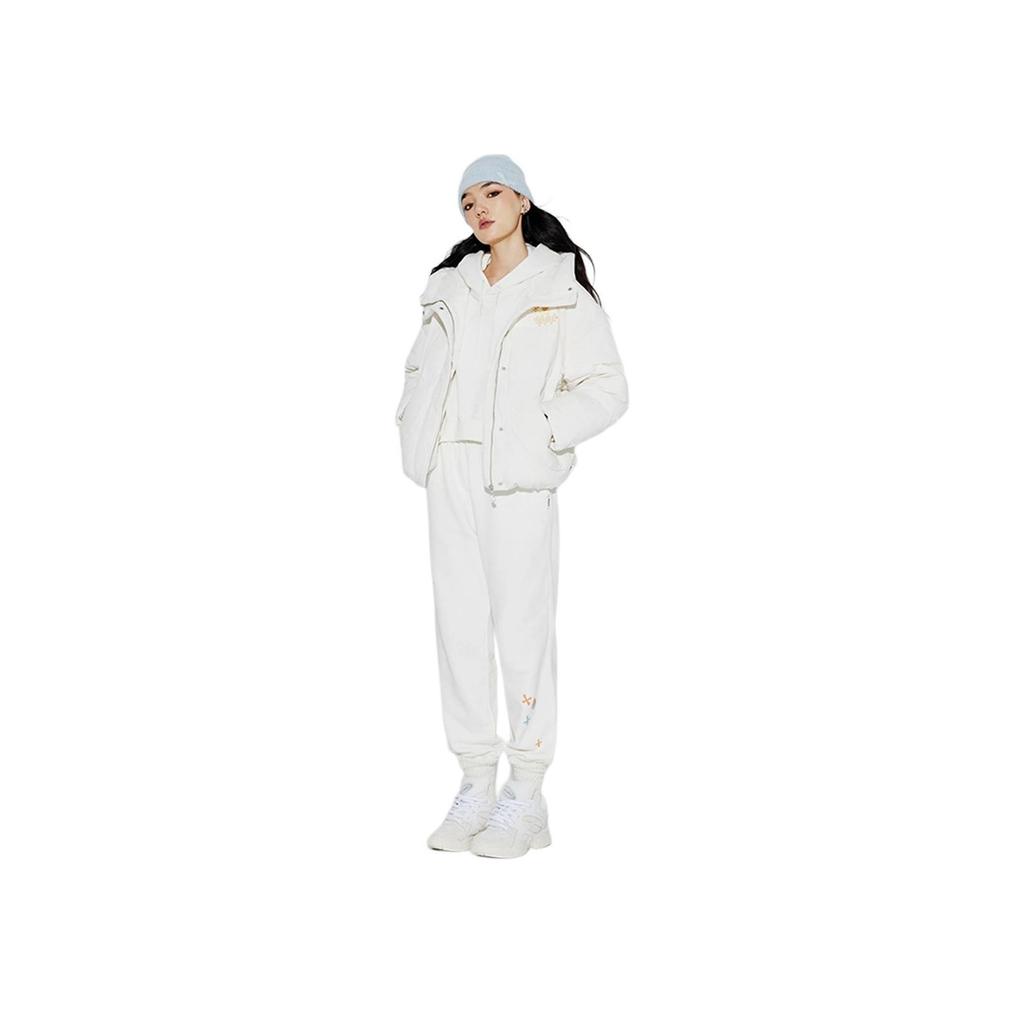 Li Ning Printed Hooded Sweatshirt Women Sweatshirt Off-White AWDT948-7