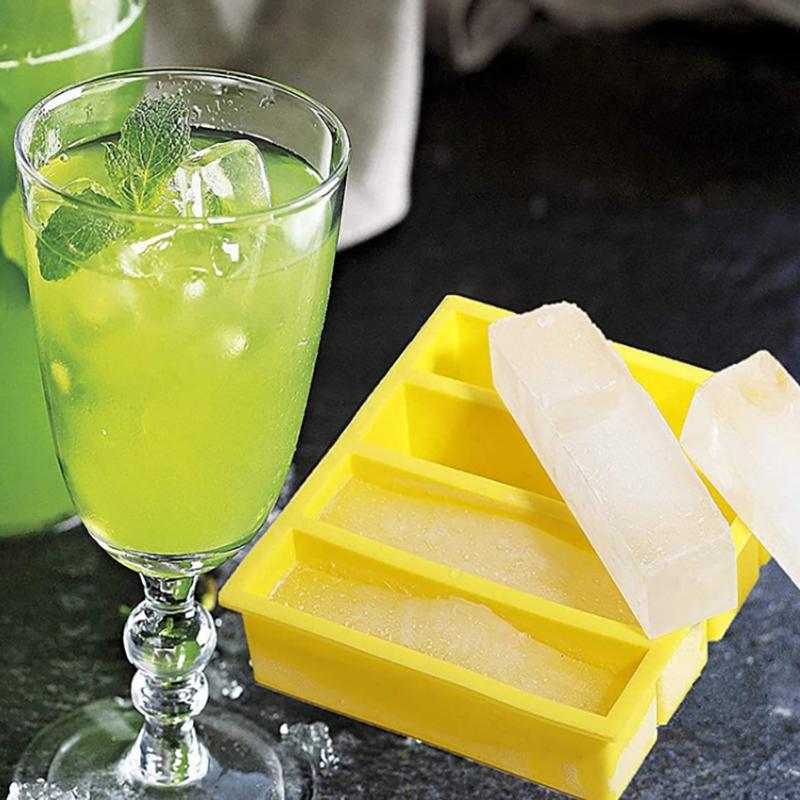 Strip-shap Ice Cube Trays Giant Silicone Ice Cubes Square Tray Mold Non-toxic Durable Wine Ice Cube Easy-Release Ice Cube Molds