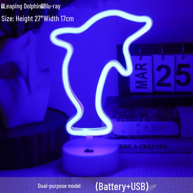 Korean Style Flamingo LED Neon Night Light - Decorative Christmas Fairy Accent with Round Base