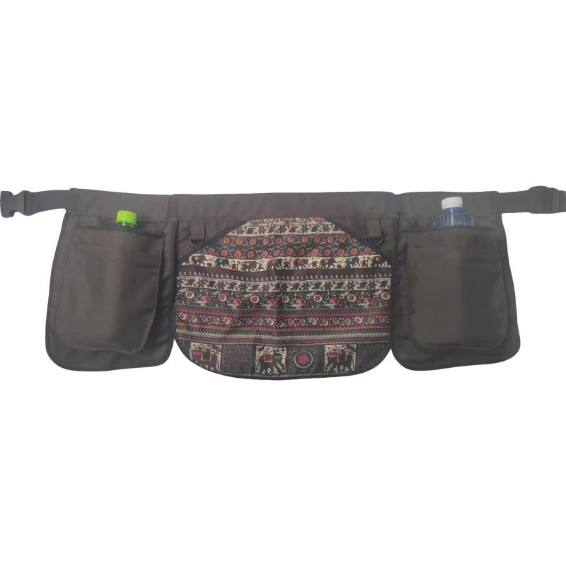 Oil-Resistant Waist Pack with Ethnic Patterns for Camping Large-Capacity Design