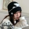 Cat Pattern Warm Knitted Beanie Hat Thick Warm Design Stretchy Beanie Hat  Casual Wear