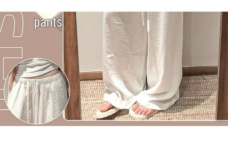 Maternity High-Waisted Wide-Leg Linen Pants – Summer Ice Silk Sun Protection Style