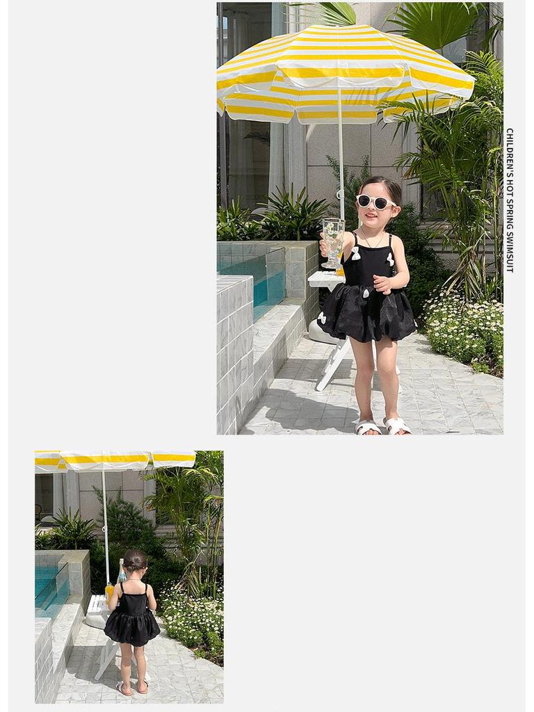 Sweet Baby Summer 2025 Bow Black Sling Princess Swimsuit for Kids