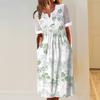 Long Summer Floral Dress with Pockets Anti Pilling Tunic Streetwear Cocktail Popular Dressing Up
