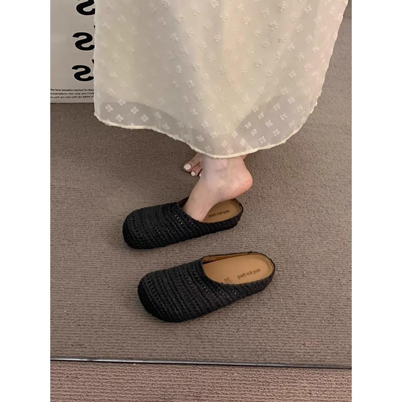 Late evening wind platform bohemian boken shoes women's outer wear 2025 spring and summer vacation one pedal bag head half drag single shoes