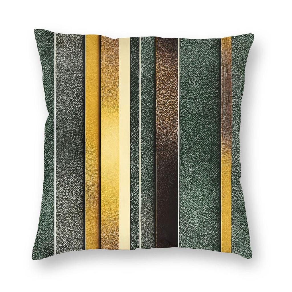 Golden Green Faux Leather Square Pillowcase Polyester Linen Velvet Creative Zip Decor Car Cushion Cover Wholesale