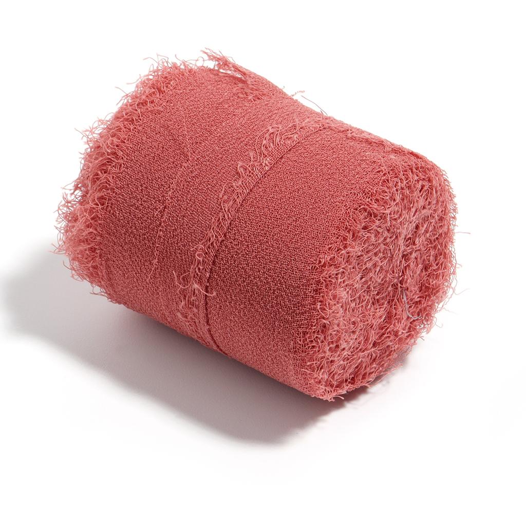 5M/Rolle 4cm Handgefertigtes Ausgefranstes Satin-Chiffon Seidenähnliches Band für DIY Schleifen-Bastelarbeiten Geschenkverpackung Sträuße Party Weihnachtsdeko