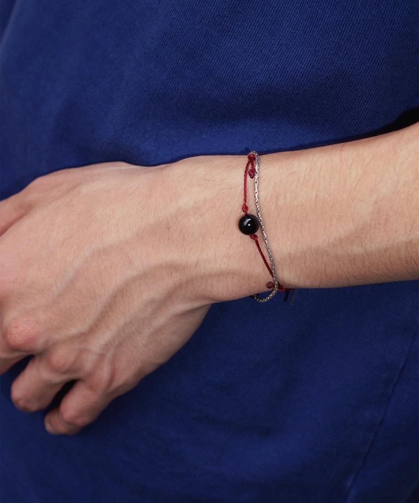 Ourpierre Black Ball Rope Bracelet