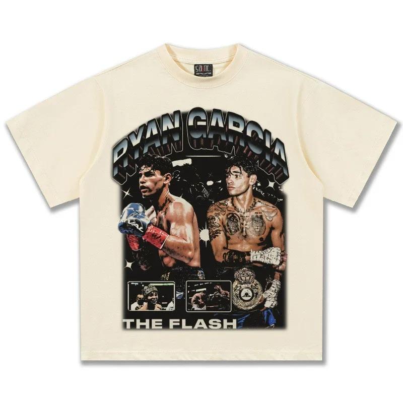 Herren Übergröße Ryan Garcia Grafik T-Shirt Boxen Kämpfer Print Baumwolle Lässig Sportlich Tägliche Kleidung Vintage Streetwear