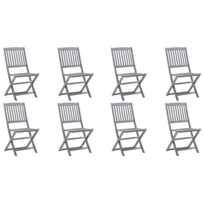 VidaXL Lot de 8 Chaises Pliables d'Extérieur, Sièges de Terrasse, Chaises de Balcon, Meubles de Patio Jardinage, Bois 3078289