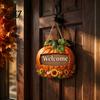 Durable Solid Wood Plaque Autumn Pumpkin Gnome Welcome Sign for Front Door, Rustic Hanging Thanksgiving Wall Ornament with Hemp Rope Fall Harvest Home
