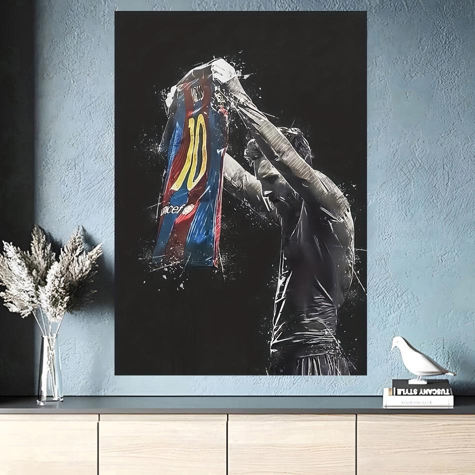 Modern Art Football Canvas Poster: Bright Red & Green Jersey for Bedroom, Living Room, or Office Decor