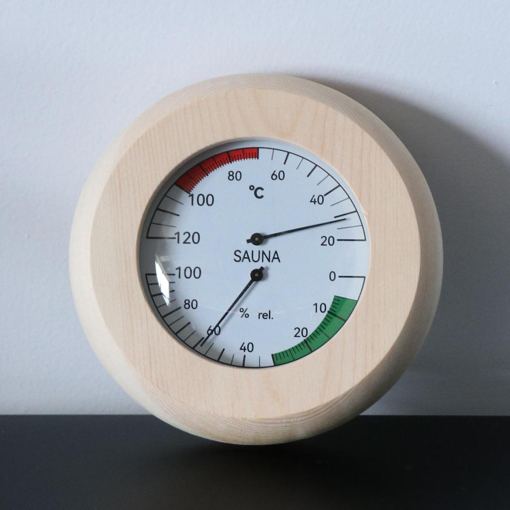 14.5 X3cm Round Digital Sauna Wood Thermometer Hygrometer for Sauna Room Hotel