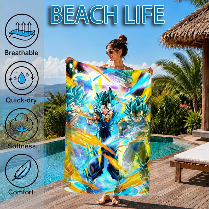 Toalla de Playa con Ilustración de Anime de Dragón, Toalla de Playa de Microfibra, Perfecta Para Piscina, Playa, Viajes, Decoración del Hogar, Regalos para Fans de Fiestas en la Playa