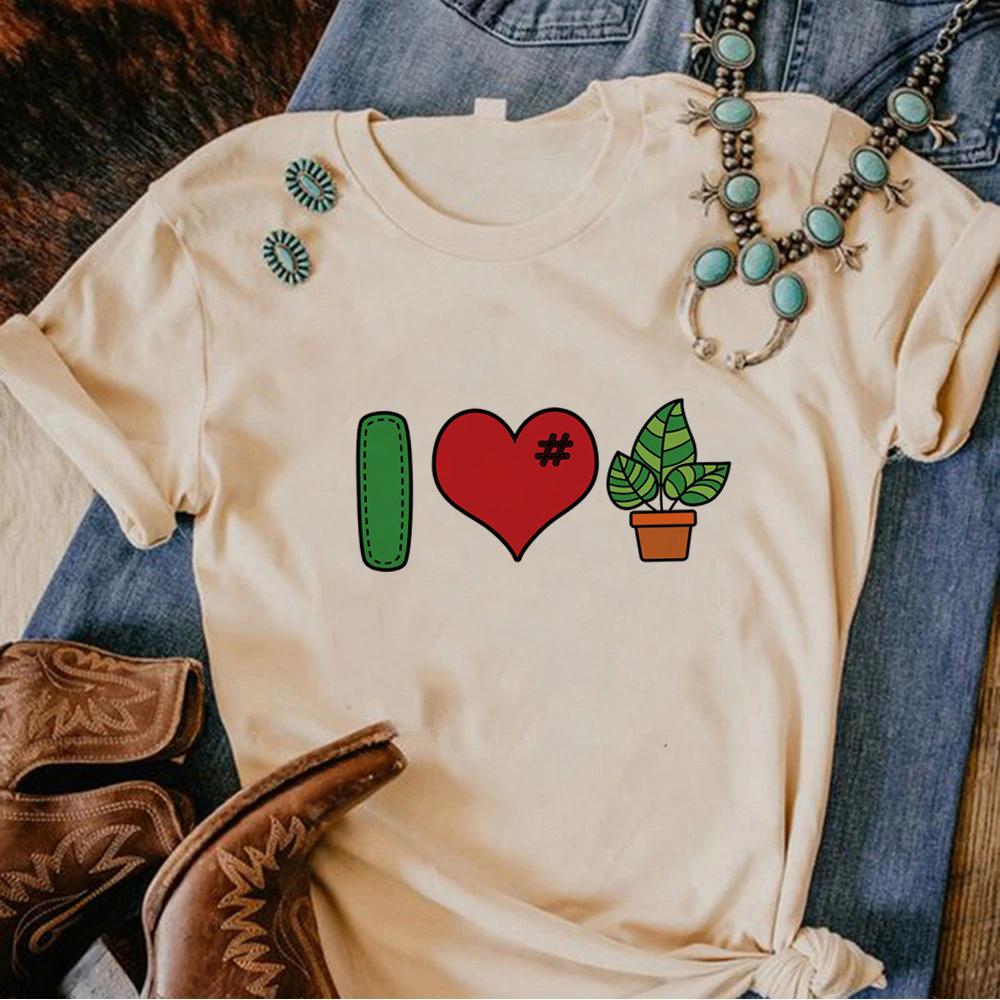 Plants Love Printed Tee Women Streetwear Summer Top FeUnisex Round Neck TShirt Short Sleeve Fit for Daily Wear Casual Clothing