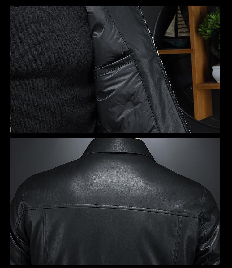 Men's 2025 Winter Motorcycle Leather Down Jacket