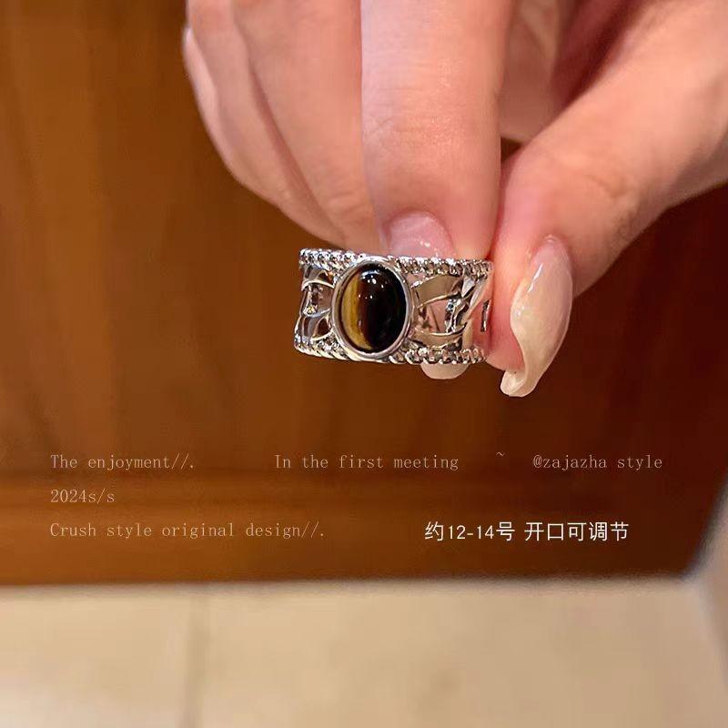 Niche High-End Literary And Artistic Style Ring Trendy Beaded Ring Ring Ring