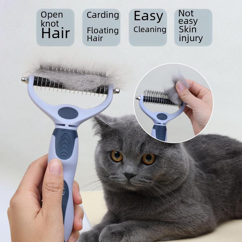 Double-Sided Pet Comb for Detangling and Hair Removal - Ideal for Long-Haired Dogs and Cats