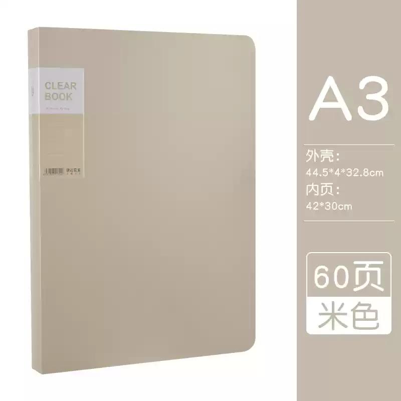File Folder  A3  20/30/40/60 Pocket Picture Album Document Bag  8k Folder Art Work Collection Organizer Office Student Supplies