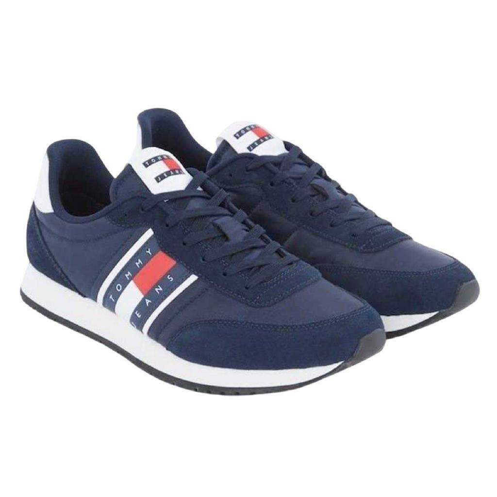 Tommy Jeans Mens TJM Classic Flag Logo Leather Running Trainers