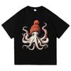 Oktopus mit Mütze T-Shirt Japanischer Stil Lustige Herren Kinder Kleidung Harajuku Kleidung Vintage Hochwertige Oberteile Baumwoll-T-Shirts