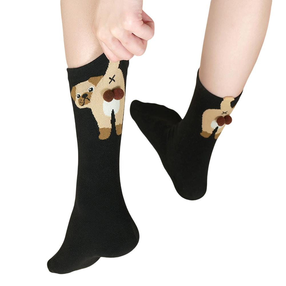 1/2Pair White Cartoon Dog Tinkerbell Egg Socks Female Men Summer Outside Ins Cotton Japanese Cute Quirky Mid-calf Socks