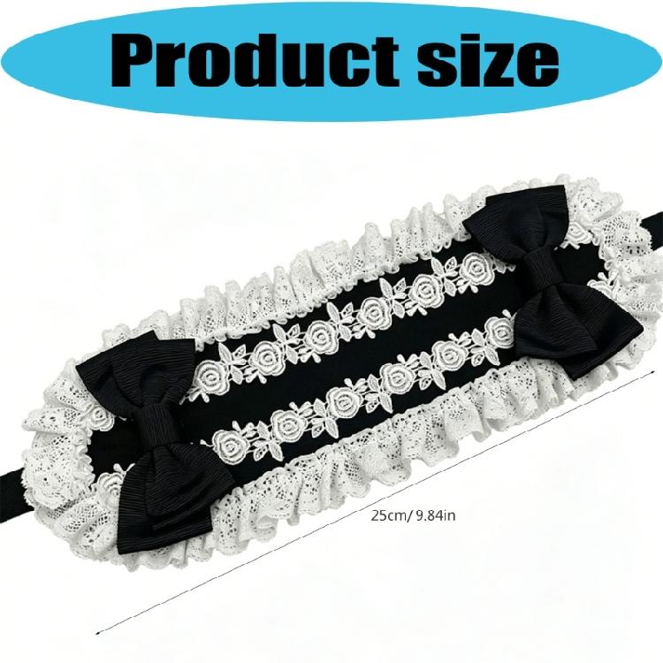 Lolitas Lace Headband Retro Cosplay Party Hair Accessories Ribbon Bows Maid Headdress for Womens
