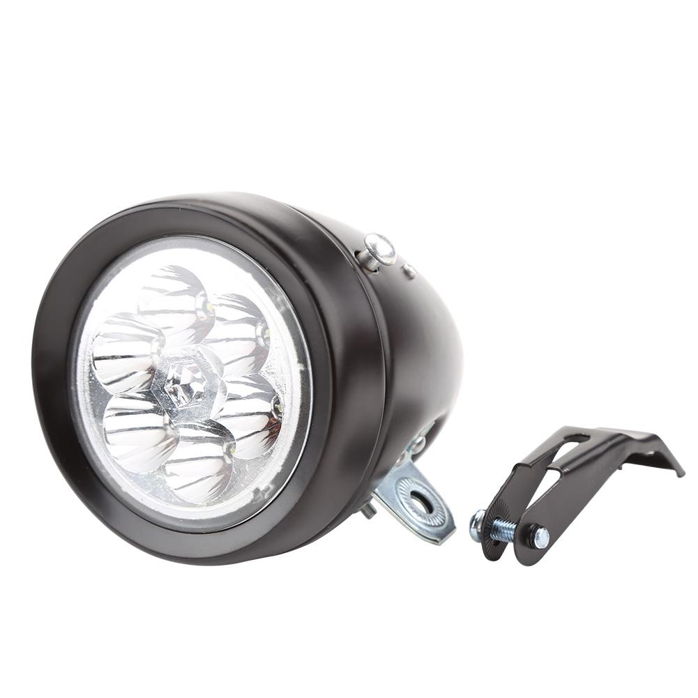 6 LED Vintage Přední světlo na kolo Světlomet Baterka Čelovka S držákem Černá