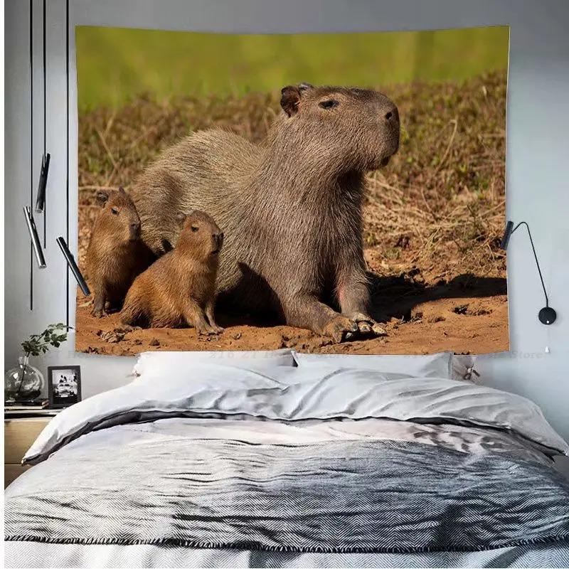 Capybara Tierdruck Wandteppich Büro Wohnzimmer Dekoration Zuhause Wandteppich